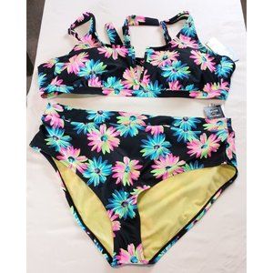California Waves Plus 2 piece bikini swimsuit 3X 22/24 high waist bottom